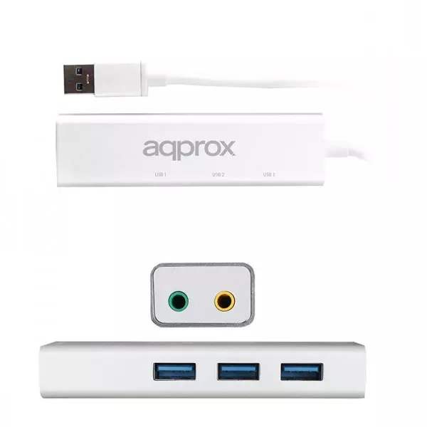 &divide; Tarjeta de sonido usb 5.1 approx appusb51hub + hub usb-a a 3xusb 3.0