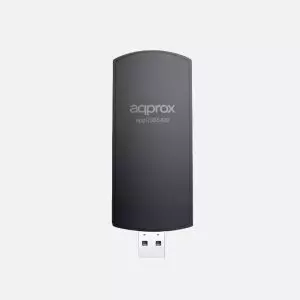 &divide; Usb wifi 6e approx appusb5400 5400 mbps 2402 en 6 ghz antena 5dbi base con cable negro
