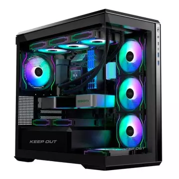 &divide; Caja microatx keep out xc-905 pro+ 1x3.5? 1x2.5? 1xusb2.0 1xusb3.0 gpu max 430mm cristal temp negro