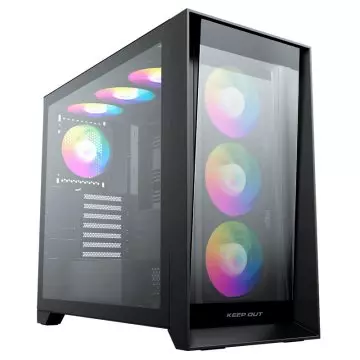 &divide; Caja e-atx keep out xc-911 pro xl 3x3.5? / 2.5? 1xusb-c 2xusb3.0 gpu max 425mm cristal temp