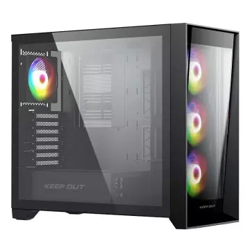 &divide; Caja e-atx keep out xc-911 pro xl 3x3.5? / 2.5? 1xusb-c 2xusb3.0 gpu max 425mm cristal temp