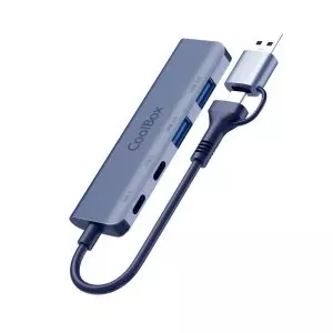 &divide; Hub usb-c coolbox hub lite 2xusb-c 2xusb-a con adaptador usb-a