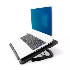 &divide; Base de refrigeracion para portatiles coolbox hasta 17" 5 ventiladores regulables led azul 4 alturas