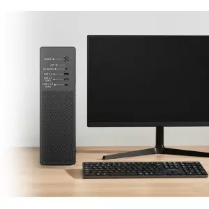 &divide; Caja microatx slim coolbox pct100-0 usb-c 3.2 gen1 full metal sin fuente+ 1vent 90mm