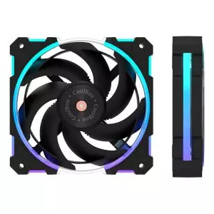 &divide; Ventilador interno coolbox x12 ring 120mm argb pwm 3 pines fdb 2400rpm negro