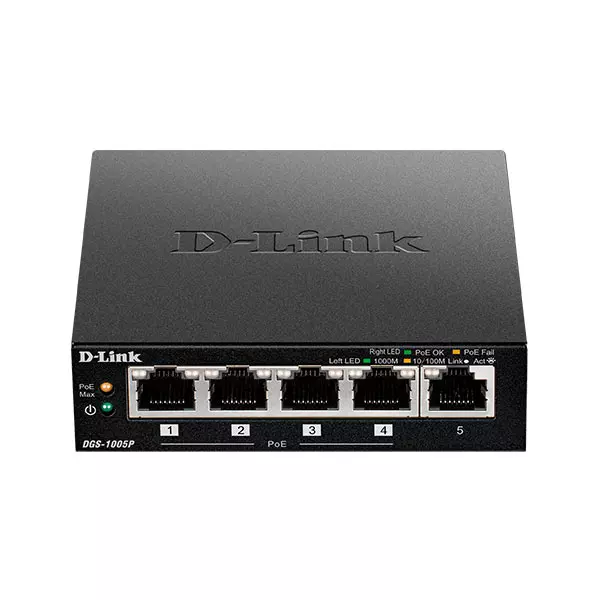 &divide; Switch no gestionable d-link dgs-1005p 5p giga con 4p poe (60w) sobremesa no rack