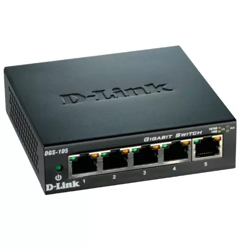 &divide; Switch no gestionable d-link dgs-105 5p giga carcasa metal igmp snooping (iptv) sobremesa no rack