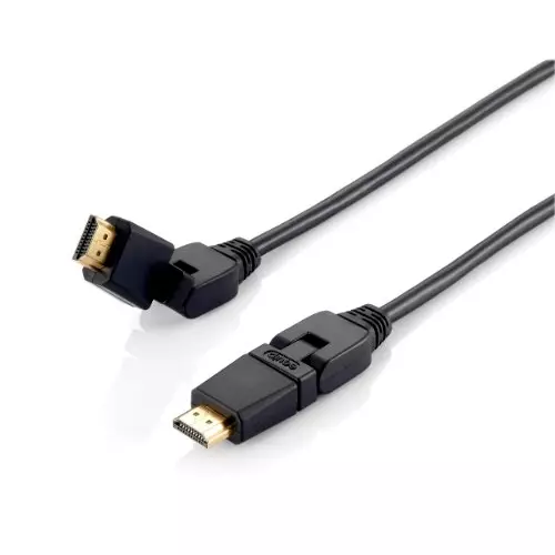 &divide; Cable hdmi equip hdmi 2.0 high speed con ethernet 1m conector pivotante 180? 119361