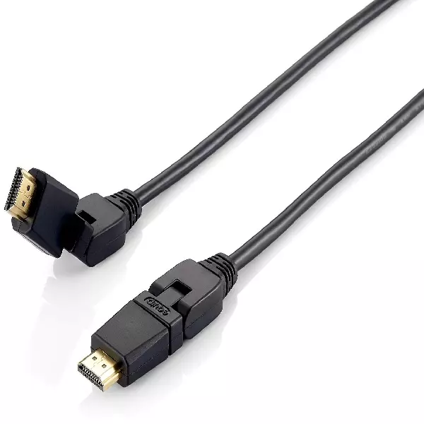 &divide; Cable hdmi equip hdmi 2.0 high speed con ethernet 3m conectores pivotantes 180? 119363
