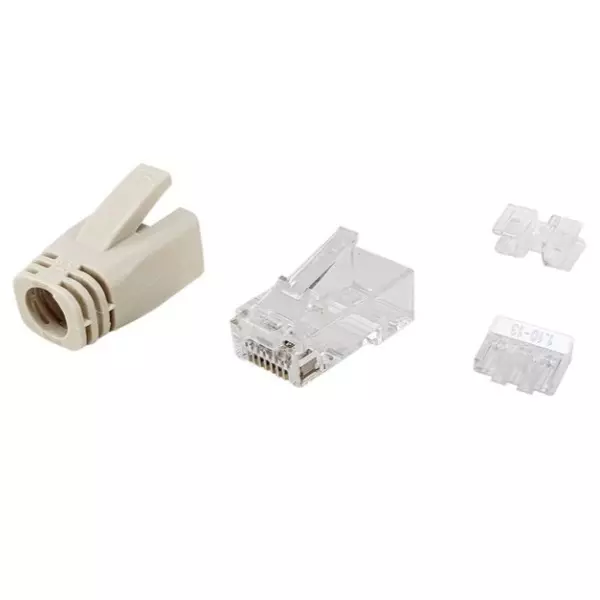 &divide; Kit 100 conectores rj45 equip categoria 6a 121176 con capuchon y guia