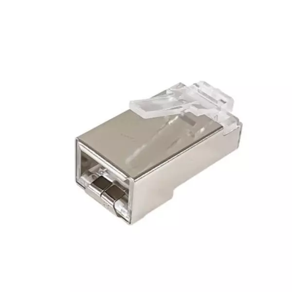 &divide; Kit 100 conectores rj45 equip categoria 6a 121182 apantallado con capuchon y guia