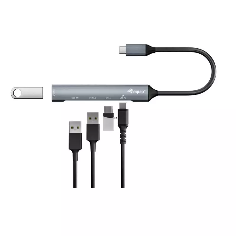 &divide; Hub usb-c 3.2 equip life 2 puertos usb 2.0 1 puerto usb 3.0 1 puerto usb-c + 1 puerto usb c carga ha