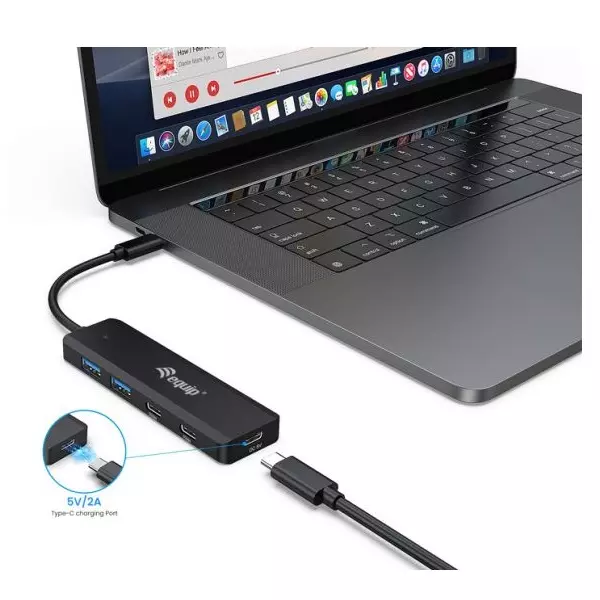 &divide; Hub usb-c equip life 128964 4 puertos 2xusb-a 3.0 2xusb-c 3.2 compatible con thunderbolt 3/4 1xusb-c