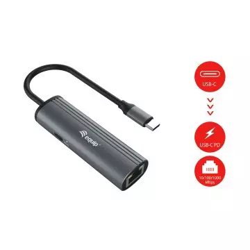 &divide; Adaptador usb-c equip 133486 a 1xusb-c pd 100w 1x1gb rj45 wakeonlan