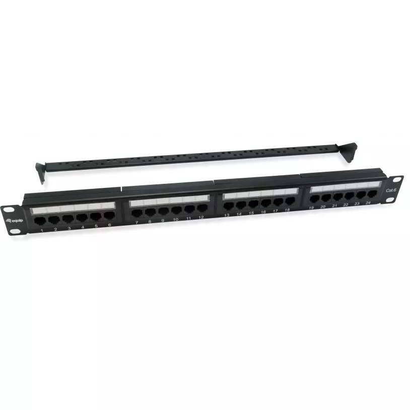 &divide; Patch panel 24 puertos utp categoria 6 1u color negro