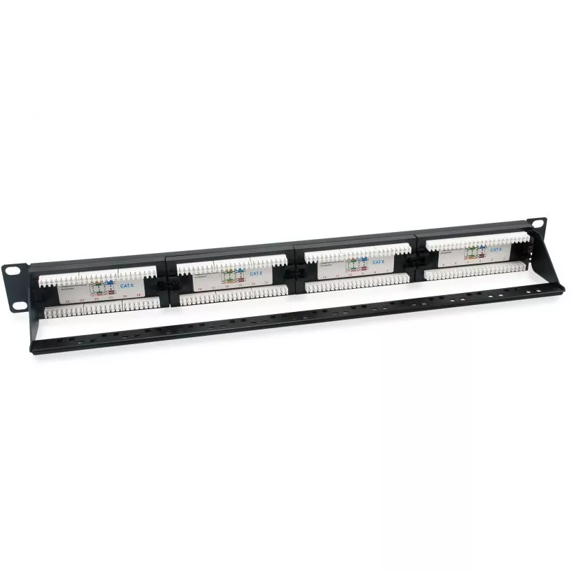 &divide; Patch panel 24 puertos utp categoria 6 1u color negro