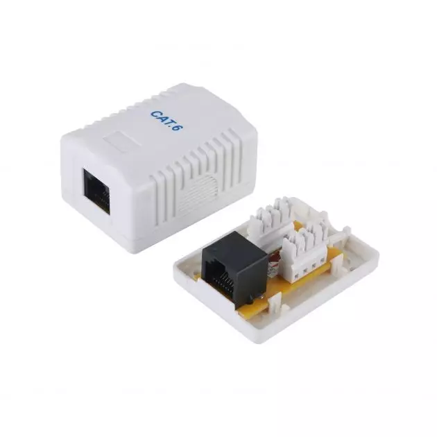 &divide; Roseta de superficie categoria 6 1 hembra rj45 color blanco