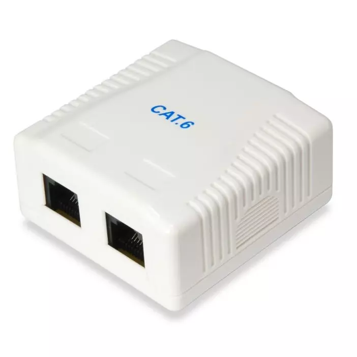 &divide; Roseta de superficie categoria 6 2 hembras rj45 color blanco