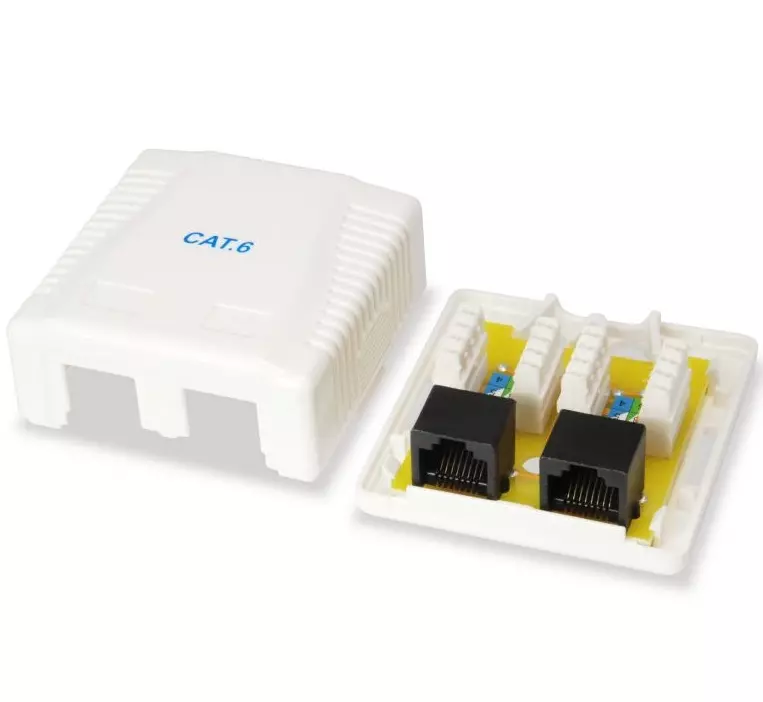 &divide; Roseta de superficie categoria 6 2 hembras rj45 color blanco
