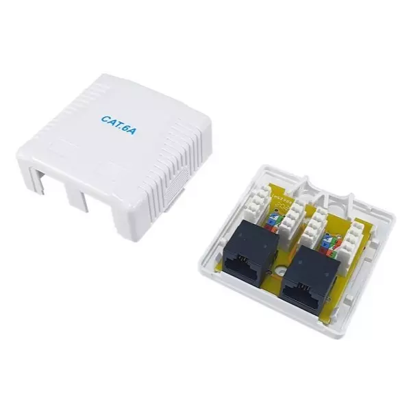 &divide; Roseta de superficie equip 235216 categoria 6a 2 hembra rj45 color blanco