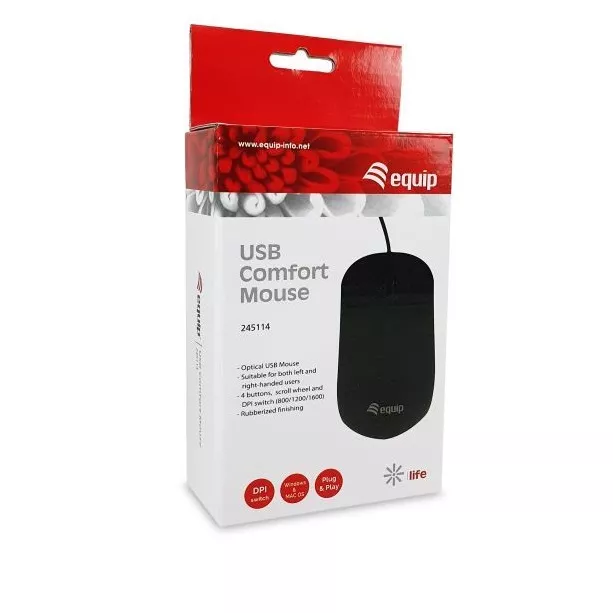 &divide; Mouse equip life comfort usb optico 800/1200/1600 dpi 4 botones