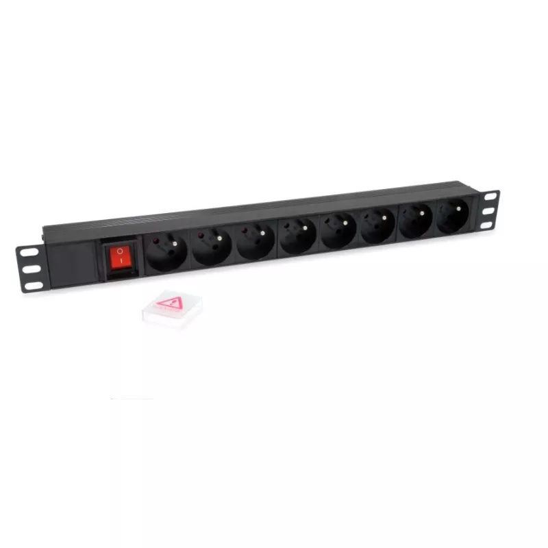 &divide; Regleta alimentacion rack 19" 1u 8 tomas  modelo frances con interruptor