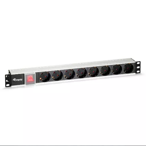 &divide; Regleta alimentacion aluminio rack 19" 1u 8 tomas con interruptor