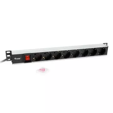 &divide; Regleta alimentacion aluminio rack 19" 1u 8 tomas tipo shucko euro cable 3m aluminio