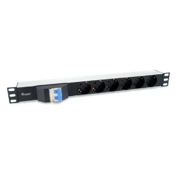 &divide; Regleta alimentacion aluminio rack 19" 1u 6 tomas tipo shucko euro con magnetotermico cable 1.8m