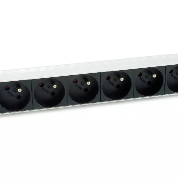 &divide; Regleta alimentacion aluminio rack 19" 1u 8 tomas tipo shucko euro cable 1.8m