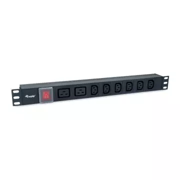 &divide; Regleta alimentacion aluminio rack 19" 1u 6 tomas iec c13 + 2 tomas iec c19 con interruptor
