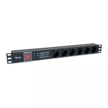 &divide; Regleta alimentacion aluminio rack 19" 1u 6 tomas  con interruptor  proteccion de voltaje y filtro