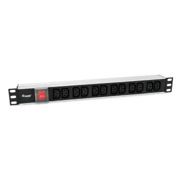 &divide; Regleta alimentacion aluminio rack 19" 1u 12 tomas iec c13 con interruptor cable 1.8m