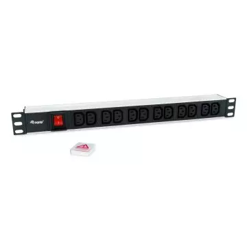&divide; Regleta alimentacion aluminio rack 19" 1u 12 tomas iec c13 con interruptor cable 1.8m