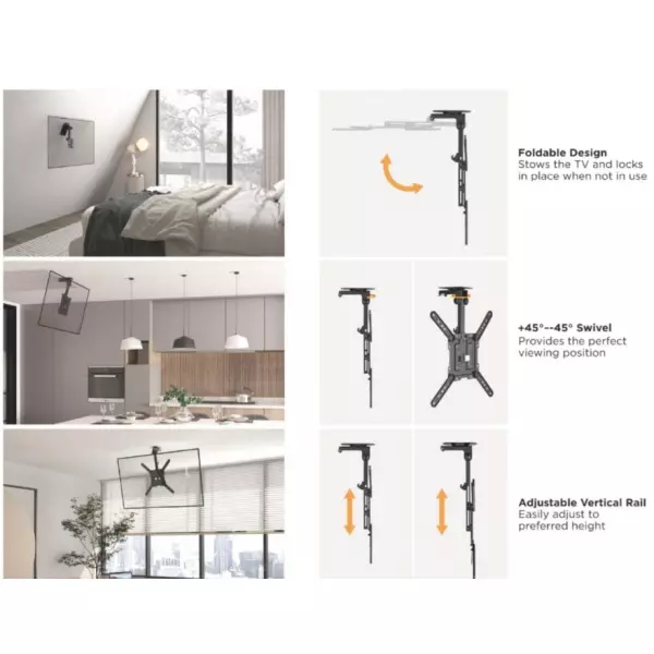 &divide; Soporte de techo equip 650375 para pantalla 23-55" max. 20kg max. vesa 400x400 plegable y ajustable
