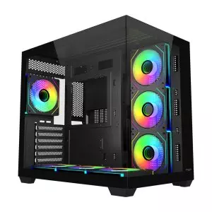 &divide; Caja atx fsp m341 cristal templado dual chamber 7xargb disipador max 160mm gpu max 410mm negro
