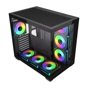 &divide; Caja atx fsp m341 cristal templado dual chamber 7xargb disipador max 160mm gpu max 410mm negro