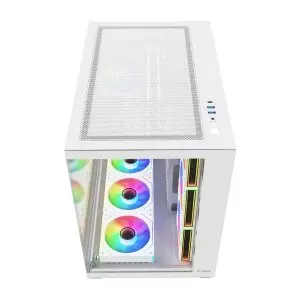 &divide; Caja atx fsp m341 cristal templado dual chamber 7xargb disipador max 160mm gpu max 410mm blanco