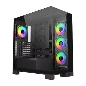 &divide; Caja atx fsp m540 cristal templado back-connect 4xargb disipador max 180mm gpu max 420mm negro