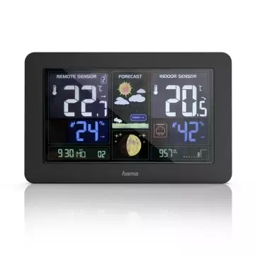 &divide; Estacion metereologica hama premium pronostico del tiempo temperatura humedad reloj dct usb carga pa