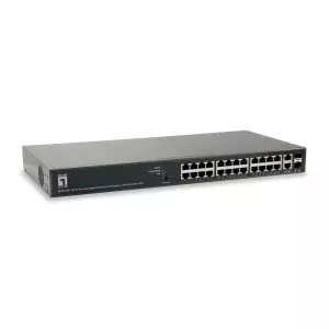 &divide; Switch semigestionable level one gep-2651 26p 24xgb poe 2xgb rj45/sfp 185w carcasa metalica