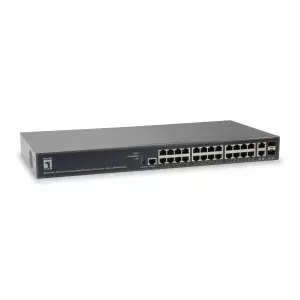 &divide; Switch gestionable levelone l3 gep-2681 26p 24xgb poe 2x rj45/sfp 185w
