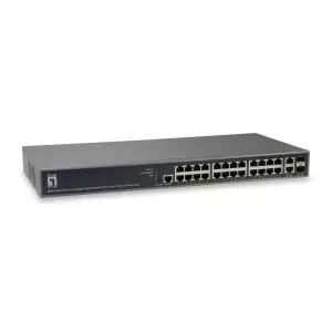 &divide; Switch gestionable levelone l3 gep-2682 26p 24xgb poe 2x rj45/sfp 370w