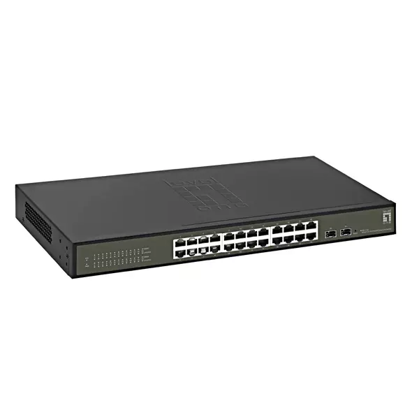 &divide; Switch semigestionable level one hilbert 24p giga + 2p sfp giga carcasa metalica