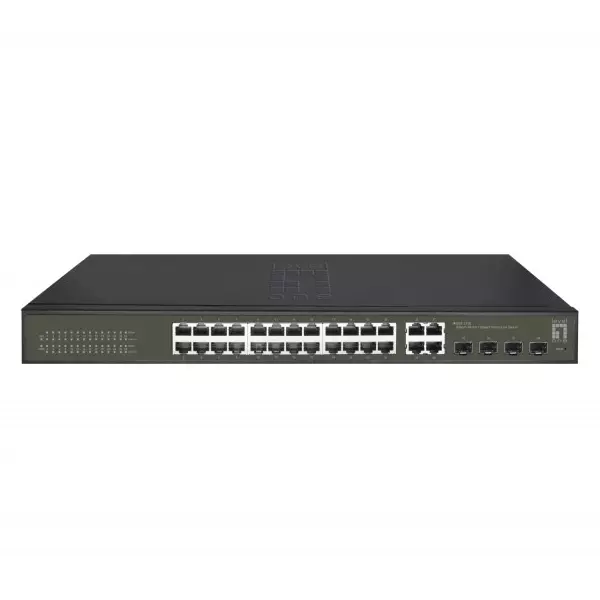 &divide; Switch semigestionable level one hilbert 24p giga + 4p sfp giga carcasa metalica