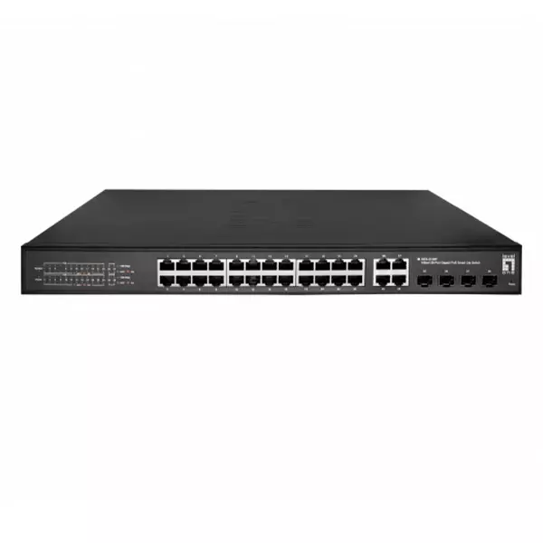 &divide; Switch semigestionable level one hilbert 24p poe 10/100/1000 380w +4p sfp combo 10/100/1000 carcasa