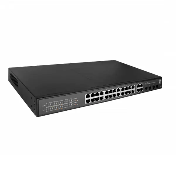 &divide; Switch semigestionable level one hilbert 24p poe 10/100/1000 380w +4p sfp combo 10/100/1000 carcasa