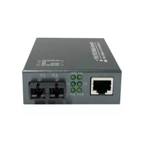 &divide; Conversor de medios gigabit levelone  rj45 a sc, poe pse monomodo 1310nm 20km gvt-2014