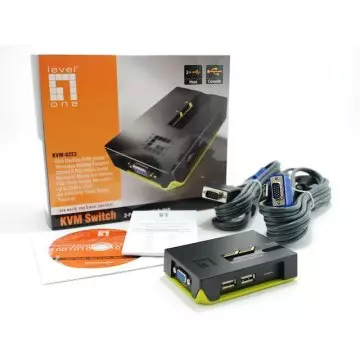 &divide; Conmutador automatico level one v/t/m 1a2 cups usb cables incluidos