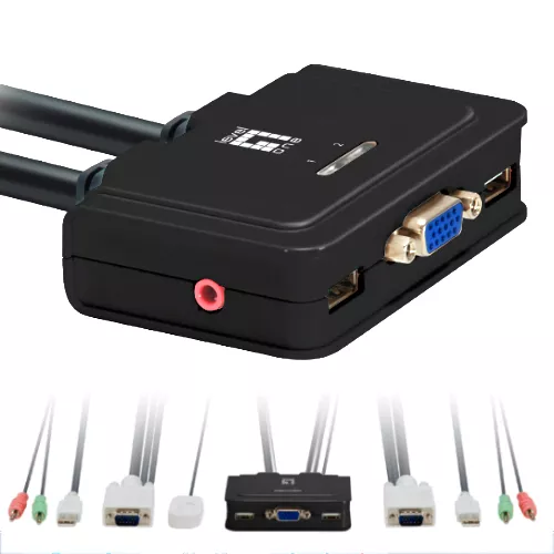 &divide; Conmutador automatico level one v/t/m 1a2 cpus usb con audio cables incluidos